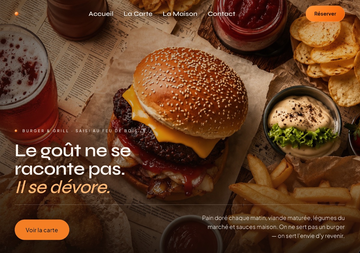 Réalisation NEXUS — site vitrine restaurant burger & grill